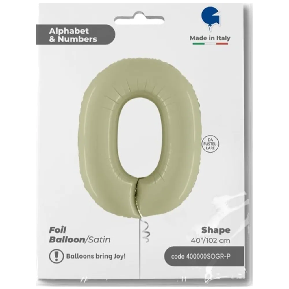 Balon Folie CIFRA 0 Olive 102 cm Grabo