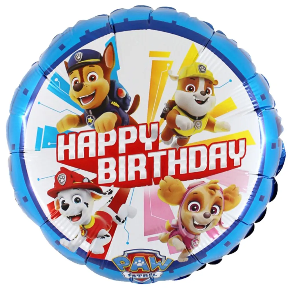 Balon Folie Rotund Happy Birthday Patrula Catelusilor 46cm Grabo