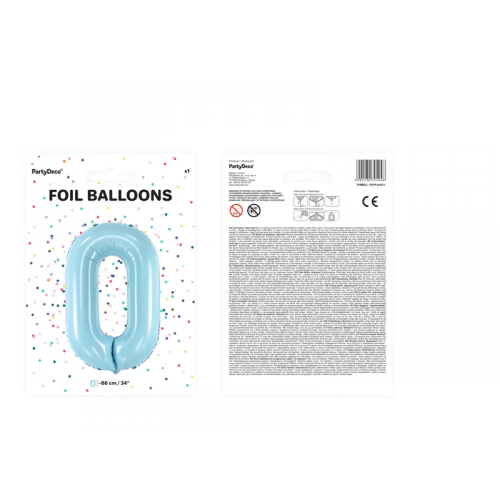 Balon folie cifra 0 Bleu 86cm