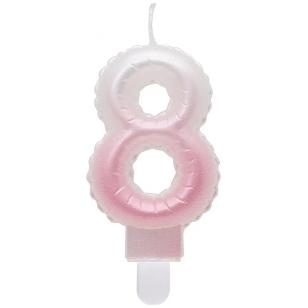 Lumanare Tort Cifra 8 Ombre Alb - Roz 7cm