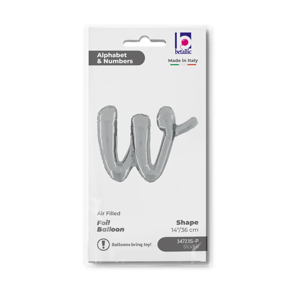 Balon Folie LITERA (AER) SCRIPT W Argintiu 35 cm Grabo