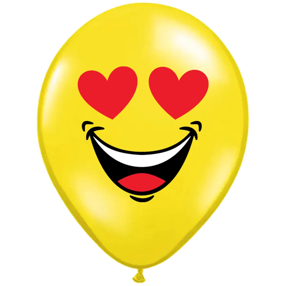Set 12 Baloane Latex 30cm Galbene Print Emoticons