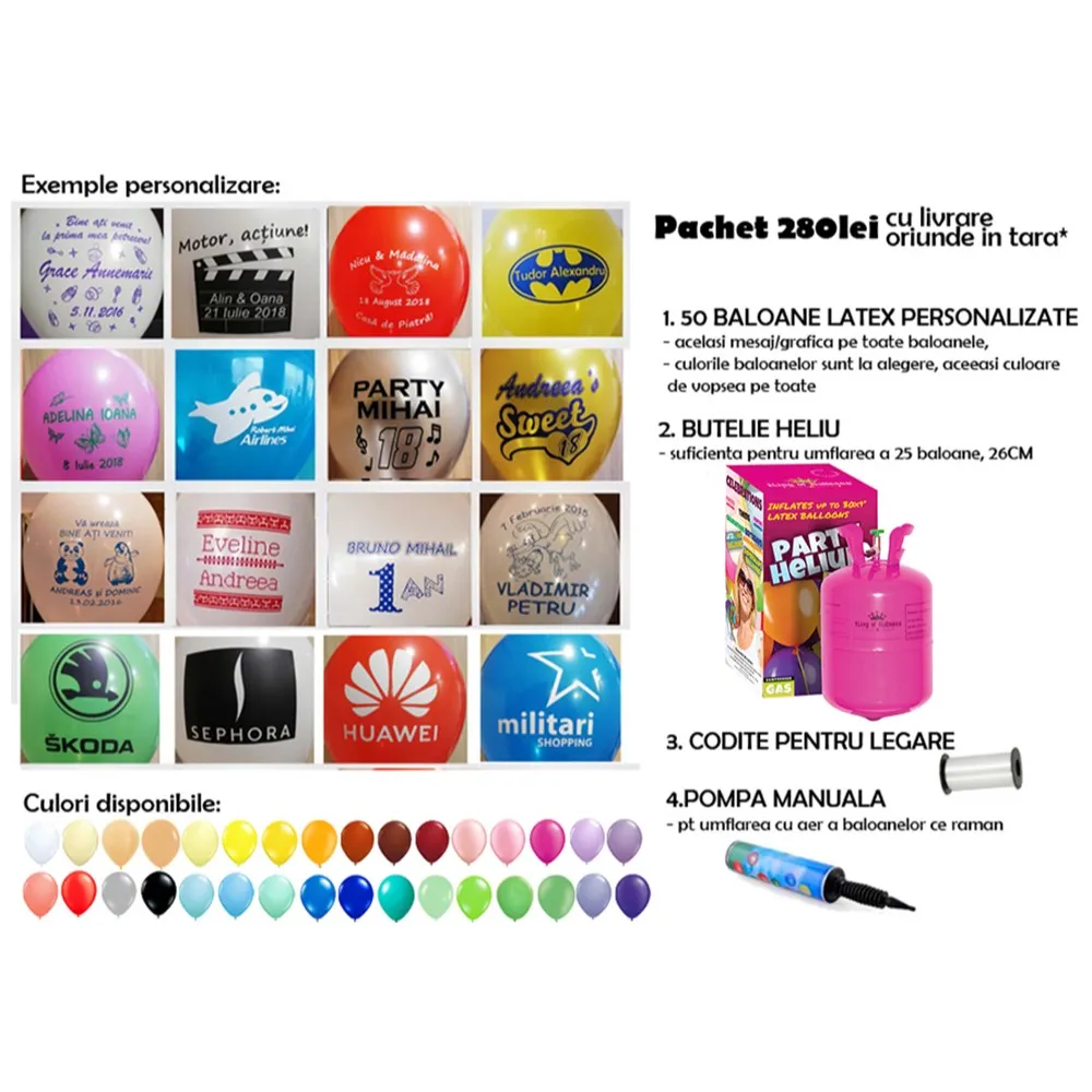 Pachet baloane personalizate + butelie MICA 202025