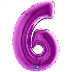 Balon Folie JUMBO CIFRA 6 MOV 102 cm Grabo