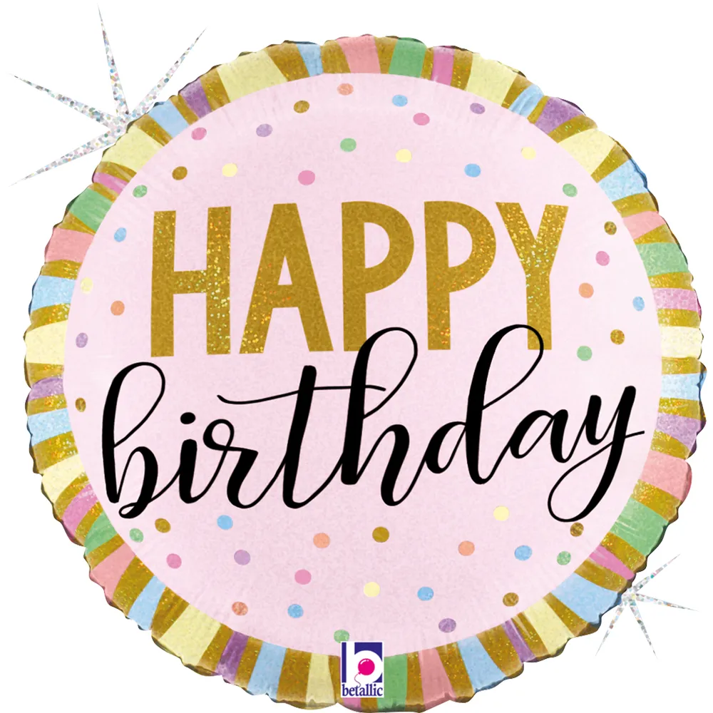 Balon Folie Rotund Pastel Happy B-day 46cm