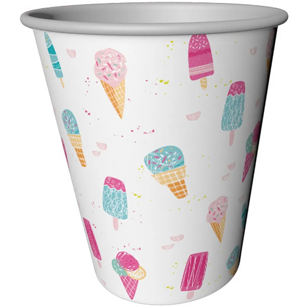Set 8 Pahare Petrecere cu print Inghetata