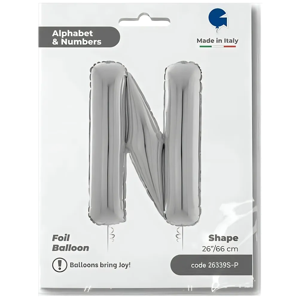 Balon Folie LITERA N Argintiu 66 cm Grabo