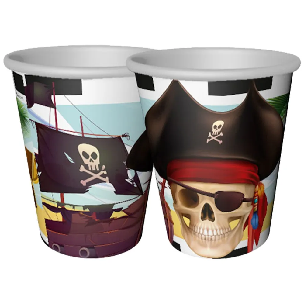 Set 8 Pahare Petrecere cu print Pirati