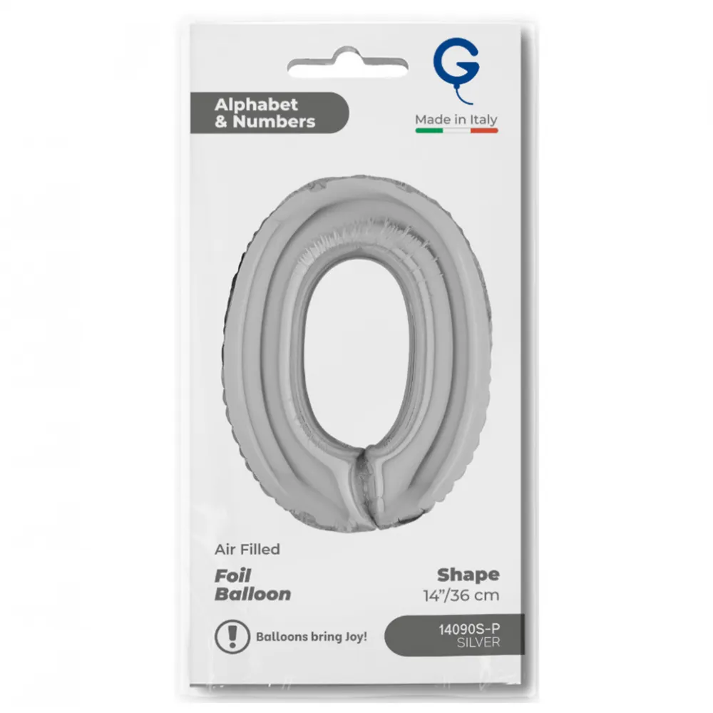 Balon Folie Cifra 0 Argintiu 36cm