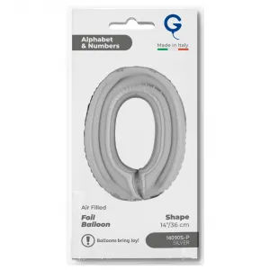 Balon Folie Cifra 0 Argintiu 36cm