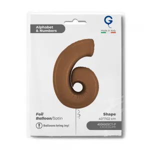 Balon Folie Cifra 6 Satin Chocolate 102cm