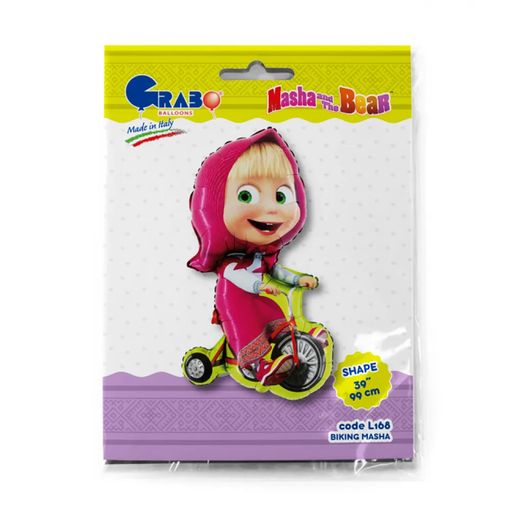 Balon Folie Figurina Masha pe Bicicleta 99 cm Grabo