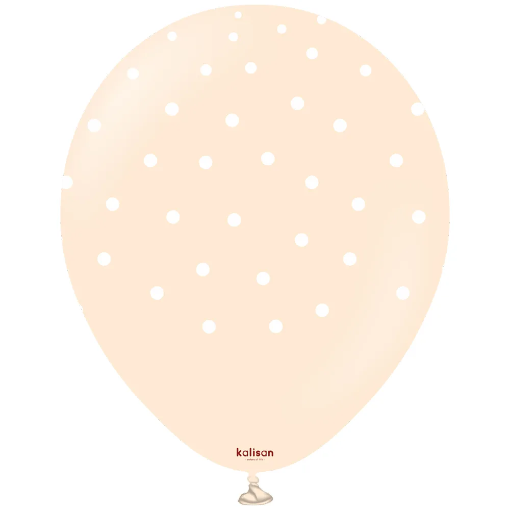 SET 25 Baloane Latex 30cm Macaron asortat cu buline albe