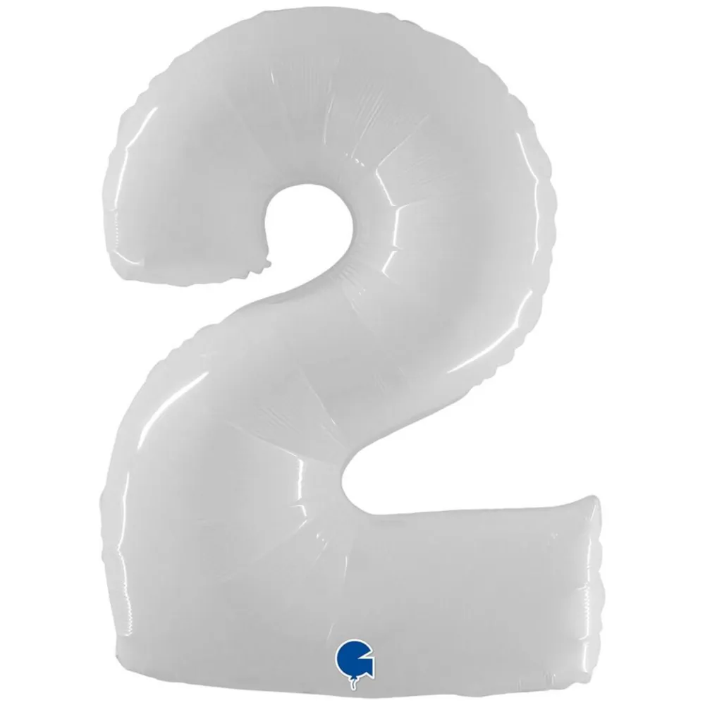 Balon Folie Jumbo CIFRA 2 Shiny White 102 cm Grabo