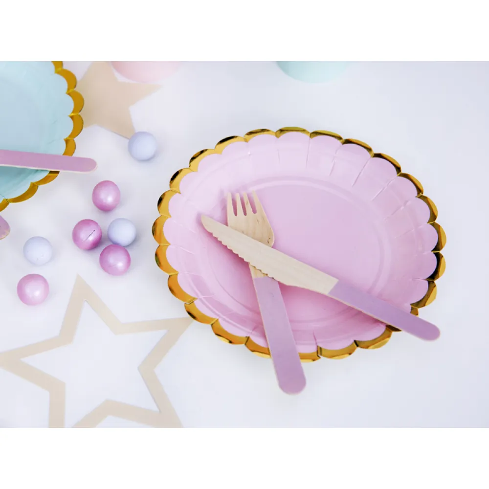 Set 18 Tacamuri lemn roz deschis 16 cm