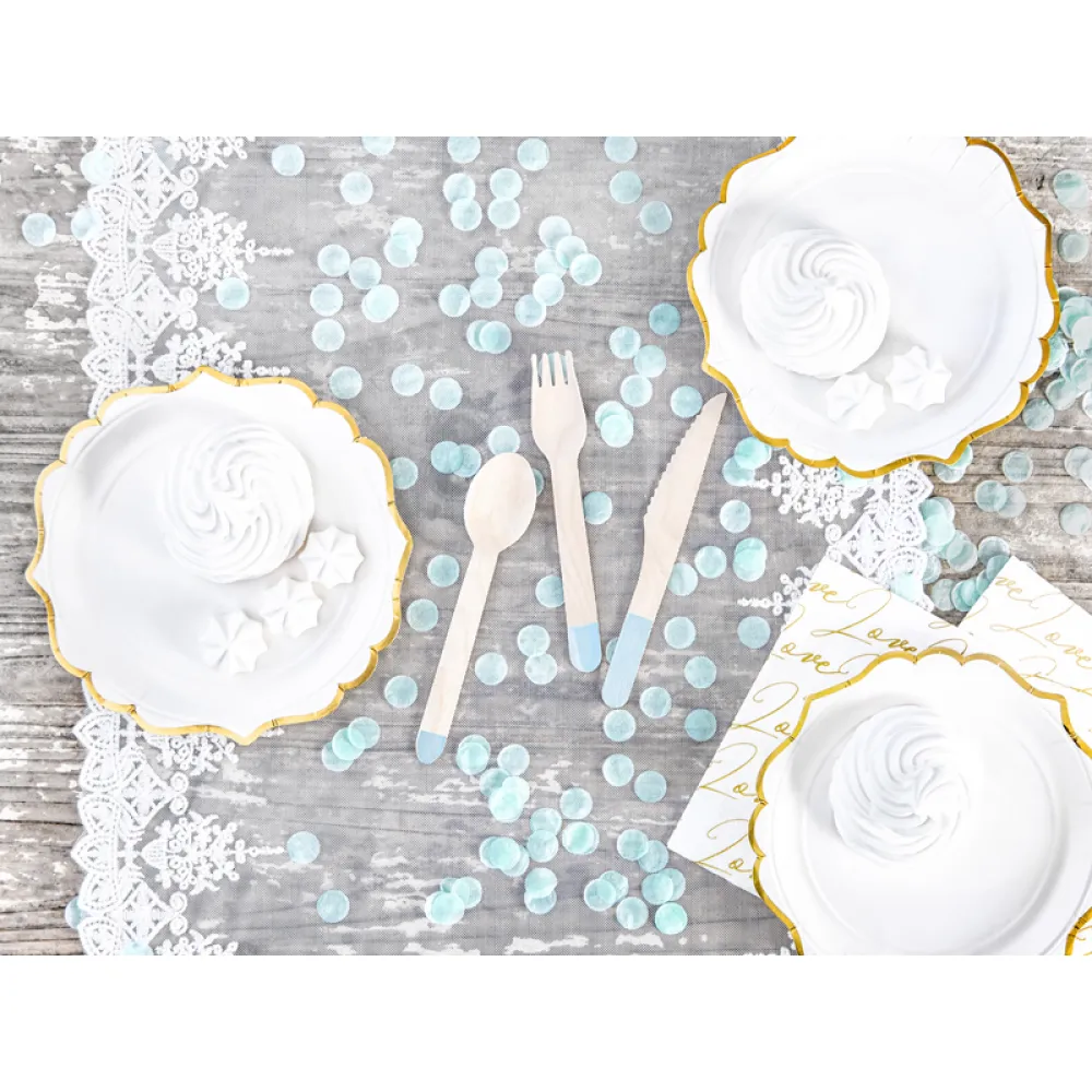 Set 18 Tacamuri lemn bleu deschis 16 cm