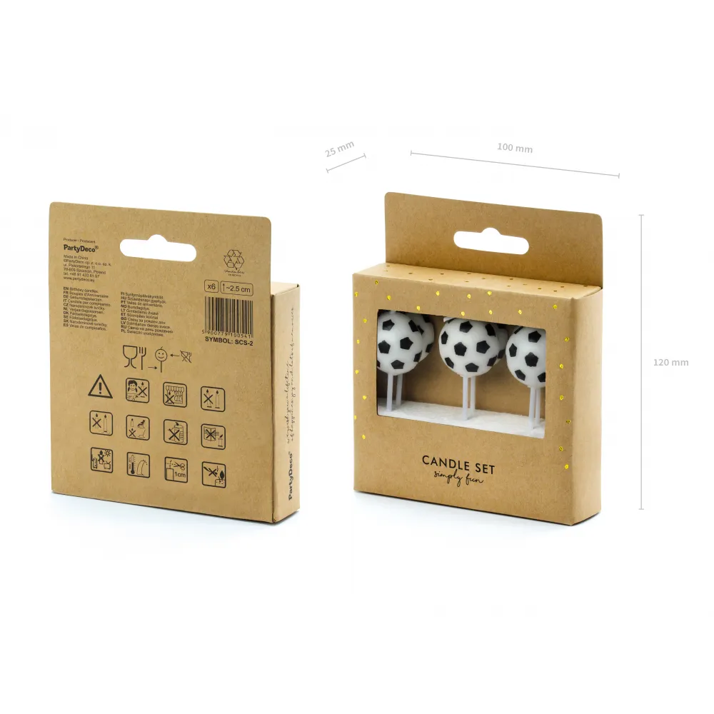 Set 6 Lumanari Fotbal 2.5cm