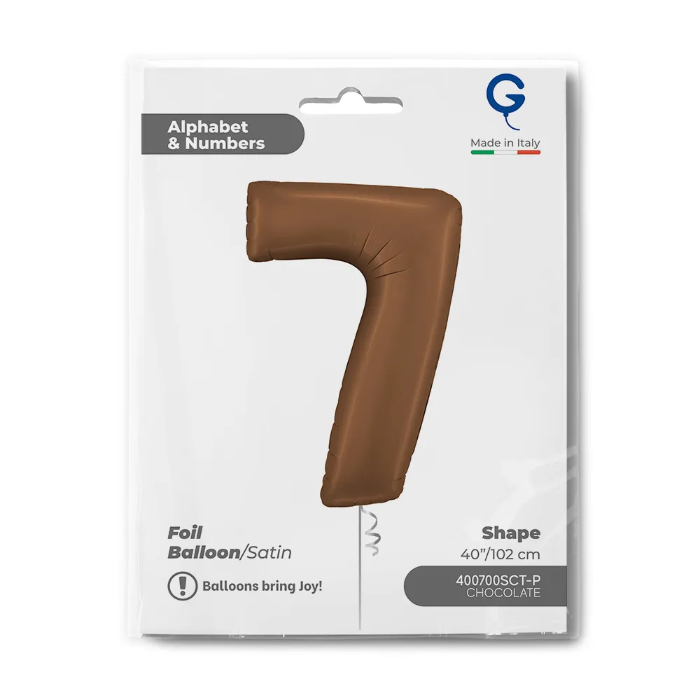 Balon Folie Cifra 7 Satin Chocolate 102cm