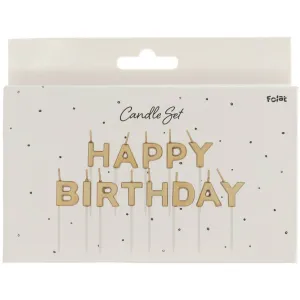 Set Lumanari Tort Happy Birthday Auriu 2cm