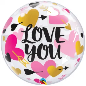 Deco Bubble I Love You Inimioare si Sageti 22inch  - 55cm 78457 Qualatex