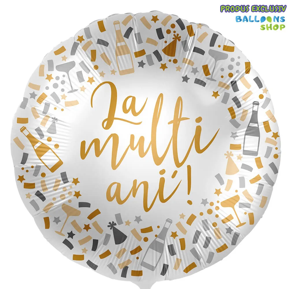 Balon Folie La multi ani Confetti Auriu 43cm