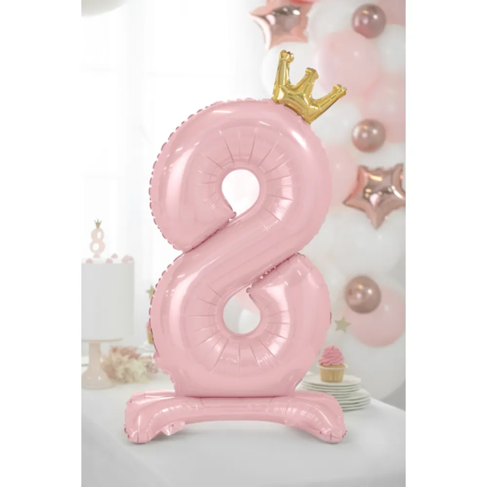 Balon Folie Cifra 8 Coronita (umflare aer) Roz 84cm