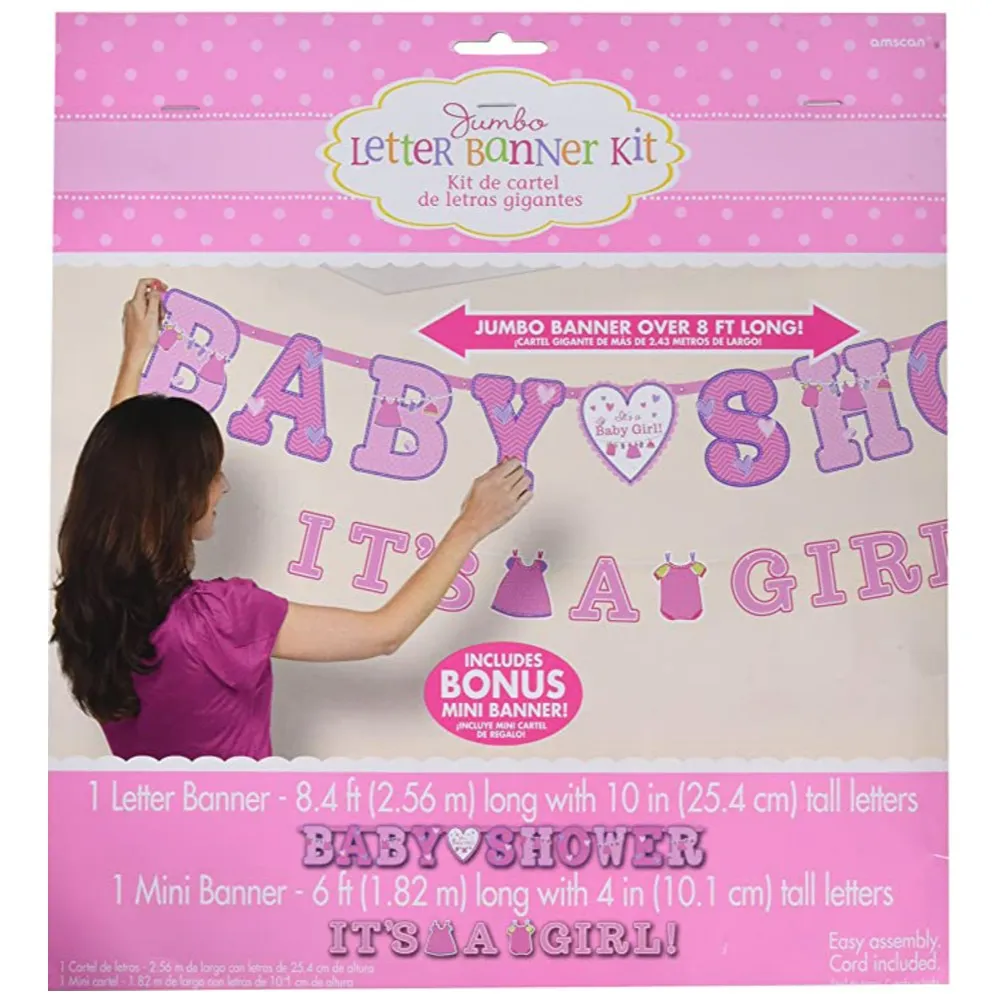 Set 2 bannere Carton (Hartie) - Baby Girl 256 x 25.4 cm / 182 x 10.1 cm AMS 121489