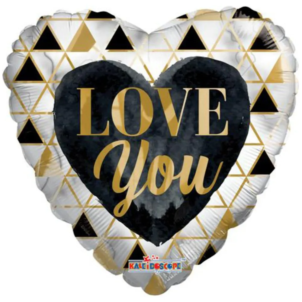 Balon Folie Inima ILY Auriu-Negru 45cm