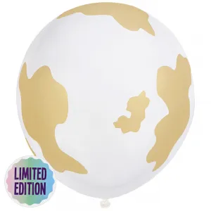 Baloane latex 30cm Safari Country Cow - White (Print: Gold)