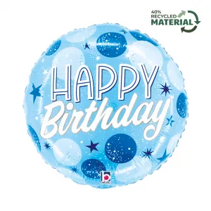 Balon Folie Happy Birthday Blue Sparkle 46cm