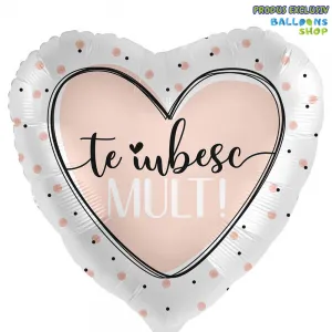 Balon Folie Inima Te iubesc mult! Buline roz 43cm