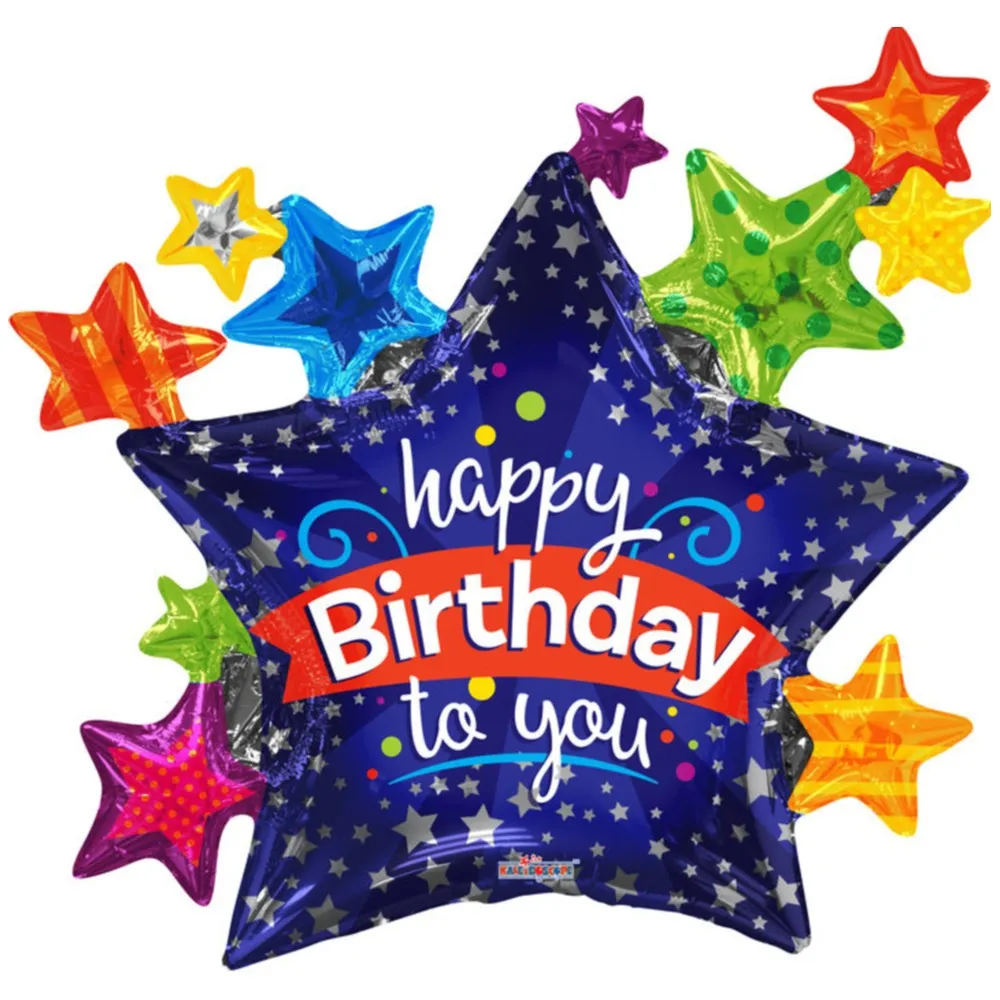 Balon folie STEA Happy Birthday cu Stelute