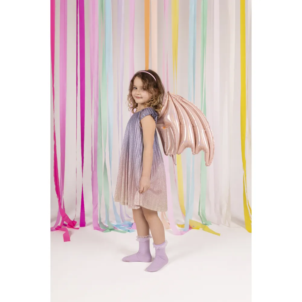 Balon folie figurina aripi roz de liliac 85x50cm