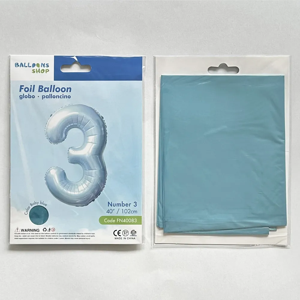Balon Folie Cifra 3 Baby Blue 87cm