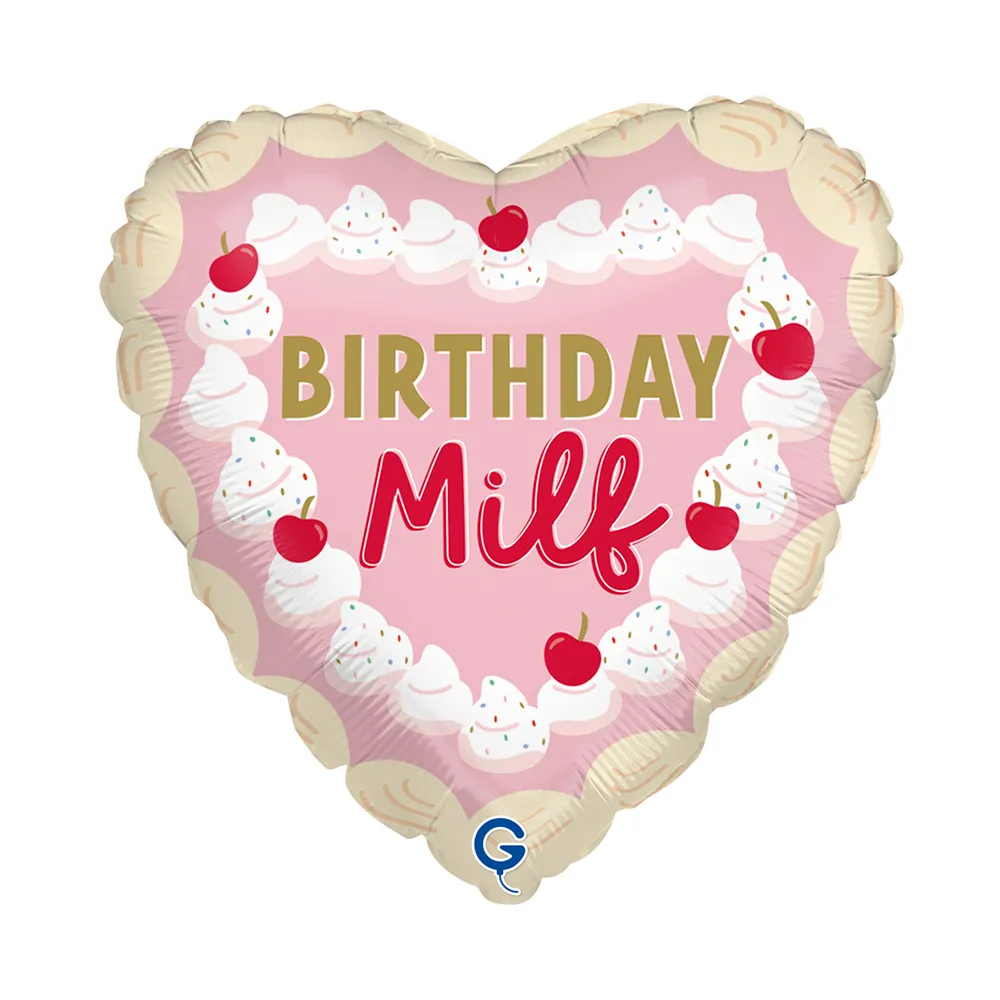 Balon Folie Inima Birthday Milf 46cm