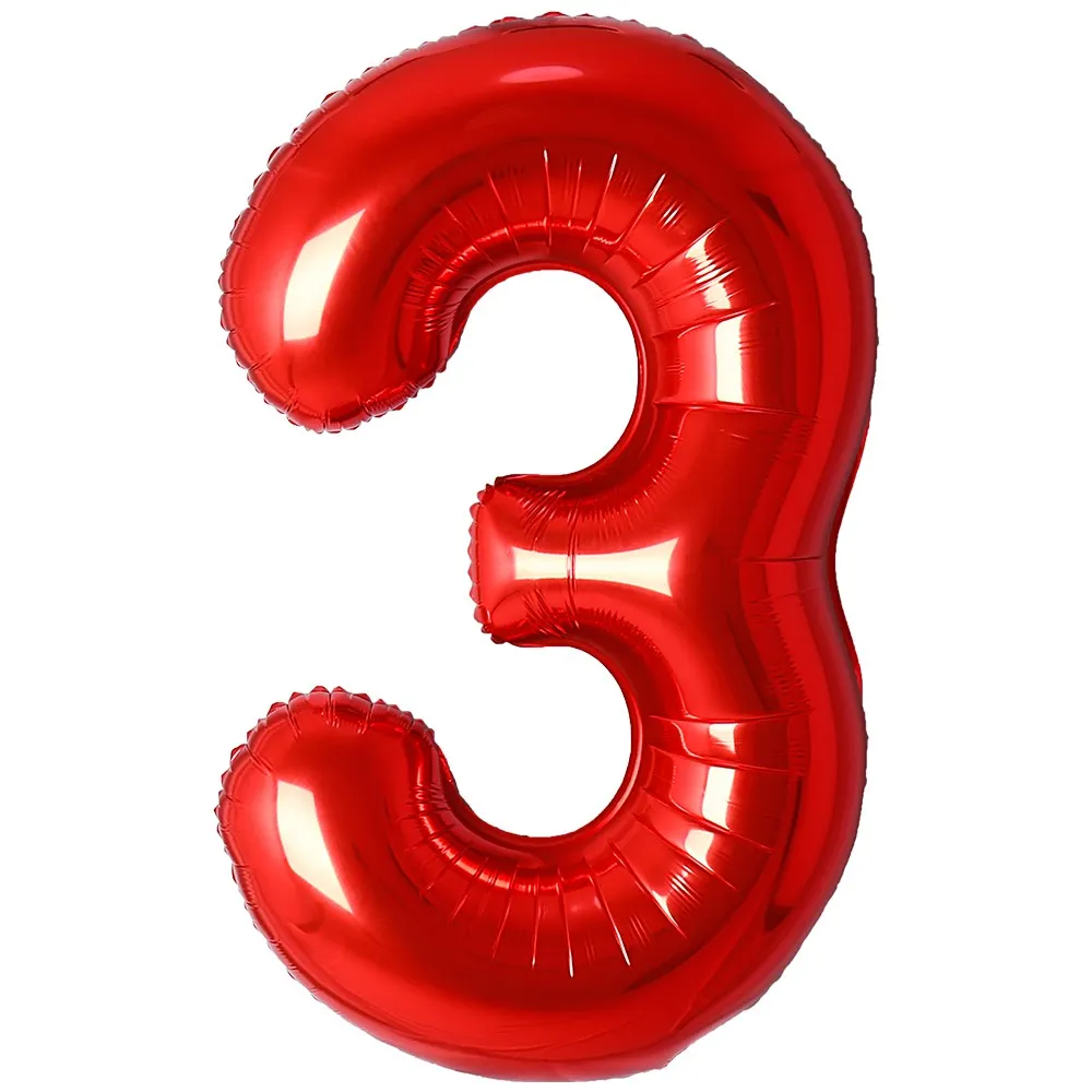 Balon Folie Cifra 3 Rosu 87cm