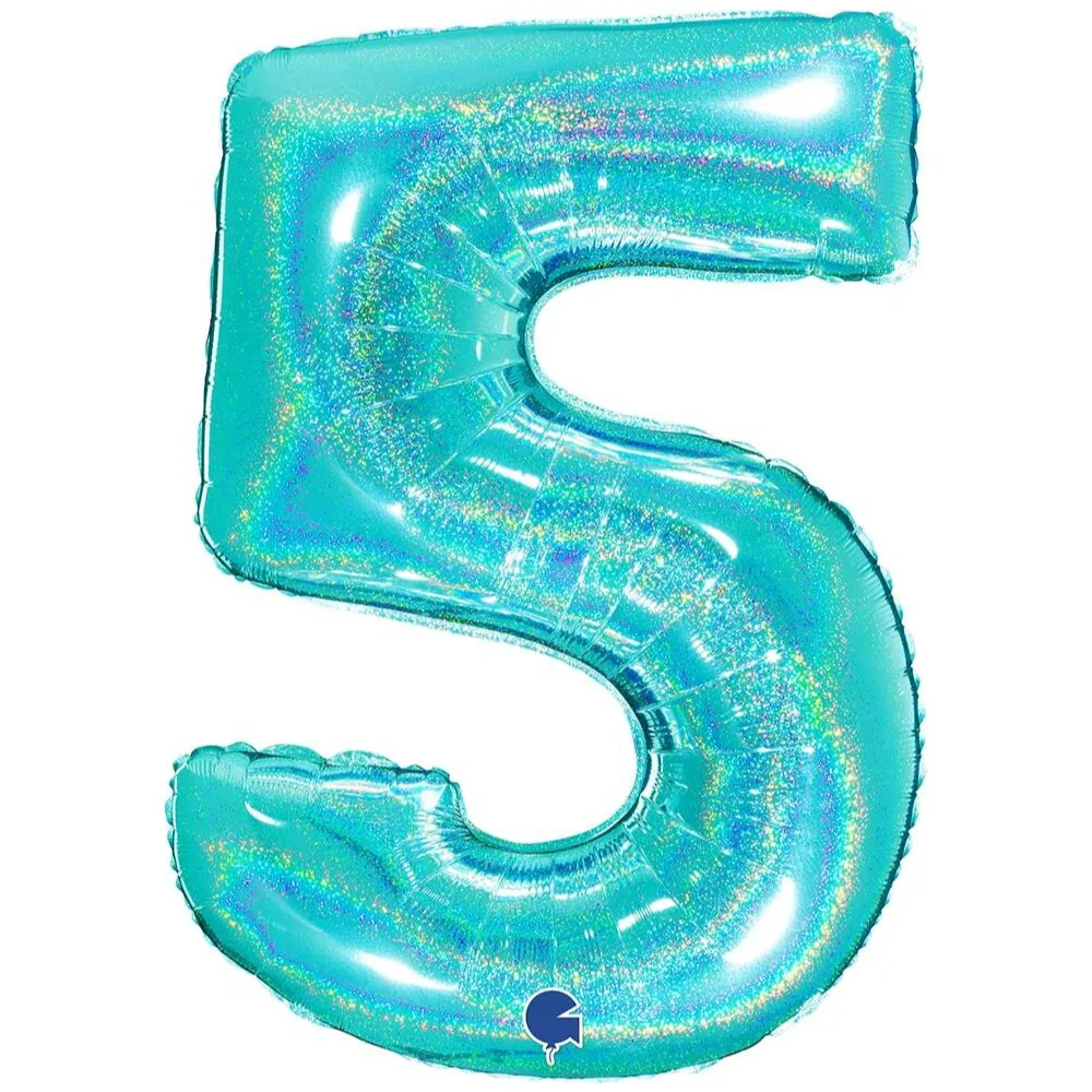 Balon Folie Jumbo CIFRA 5 Tiffany Glitter 102 cm Grabo