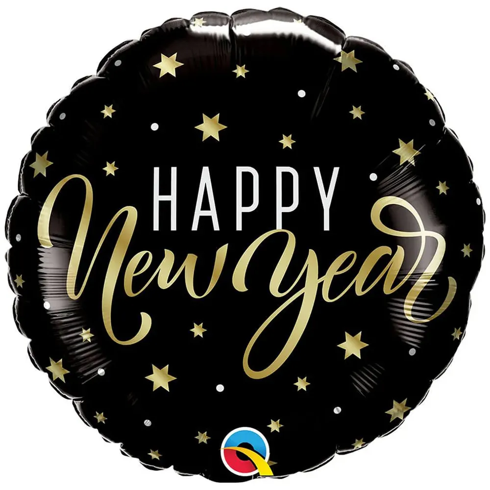 Balon Folie Happy New Year Stelute Aurii 45cm 28217 QUALATEX