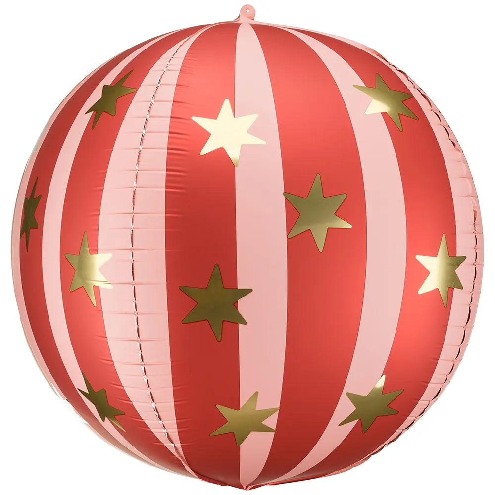 Balon folie tip minge Rosu cu stelute aurii 75cm