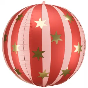 Balon folie tip minge Rosu cu stelute aurii 75cm