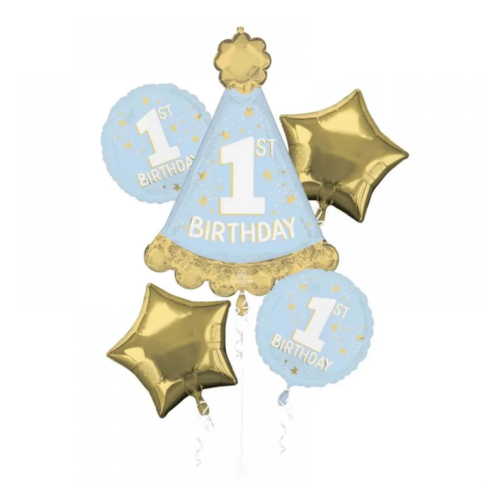 Buchet 5 Baloane Prima Aniversare Onederful Boy ANAGRAM 46558