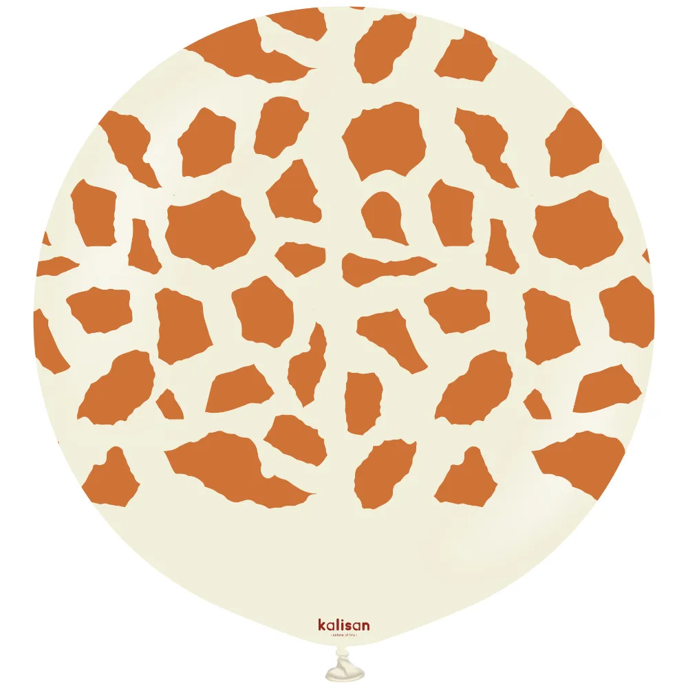 Balon latex jumbo 60cm Safari Giraffe - White Sand Print - Caramel