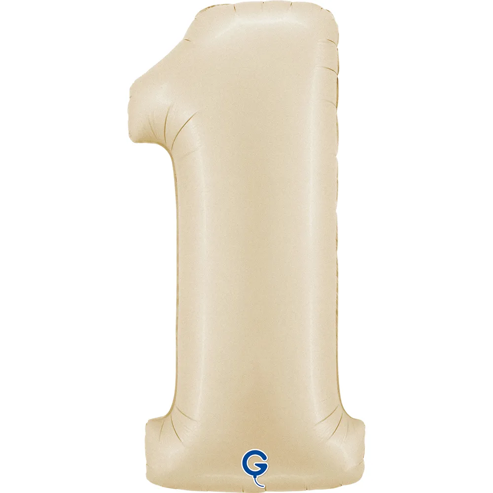 Balon Folie Cifra 1 Satin Cream 102cm