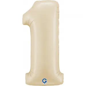 Balon Folie Cifra 1 Satin Cream 102cm