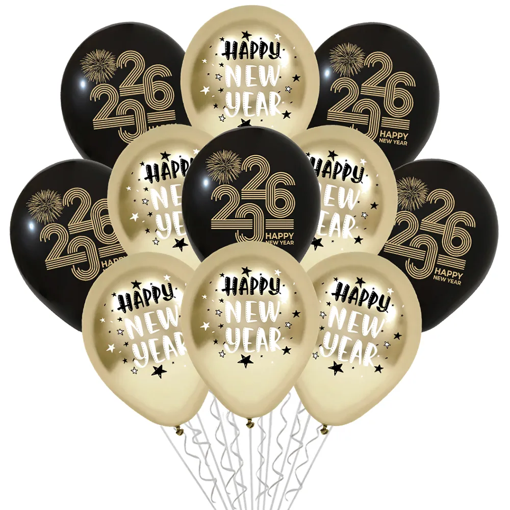 Set 12 Baloane 30cm Print Happy New Year 2025
