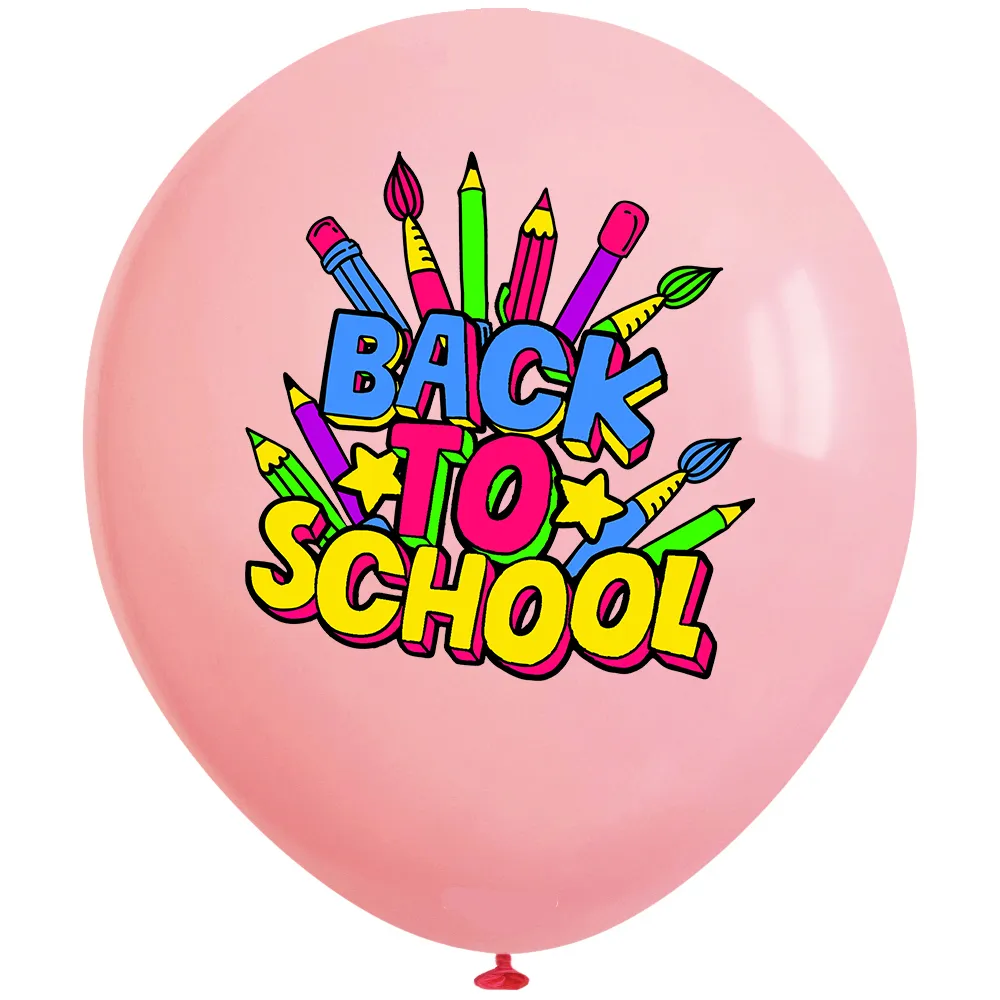 SET 12 Baloane Latex 33cm Asortate cu print Back to School BLS202409