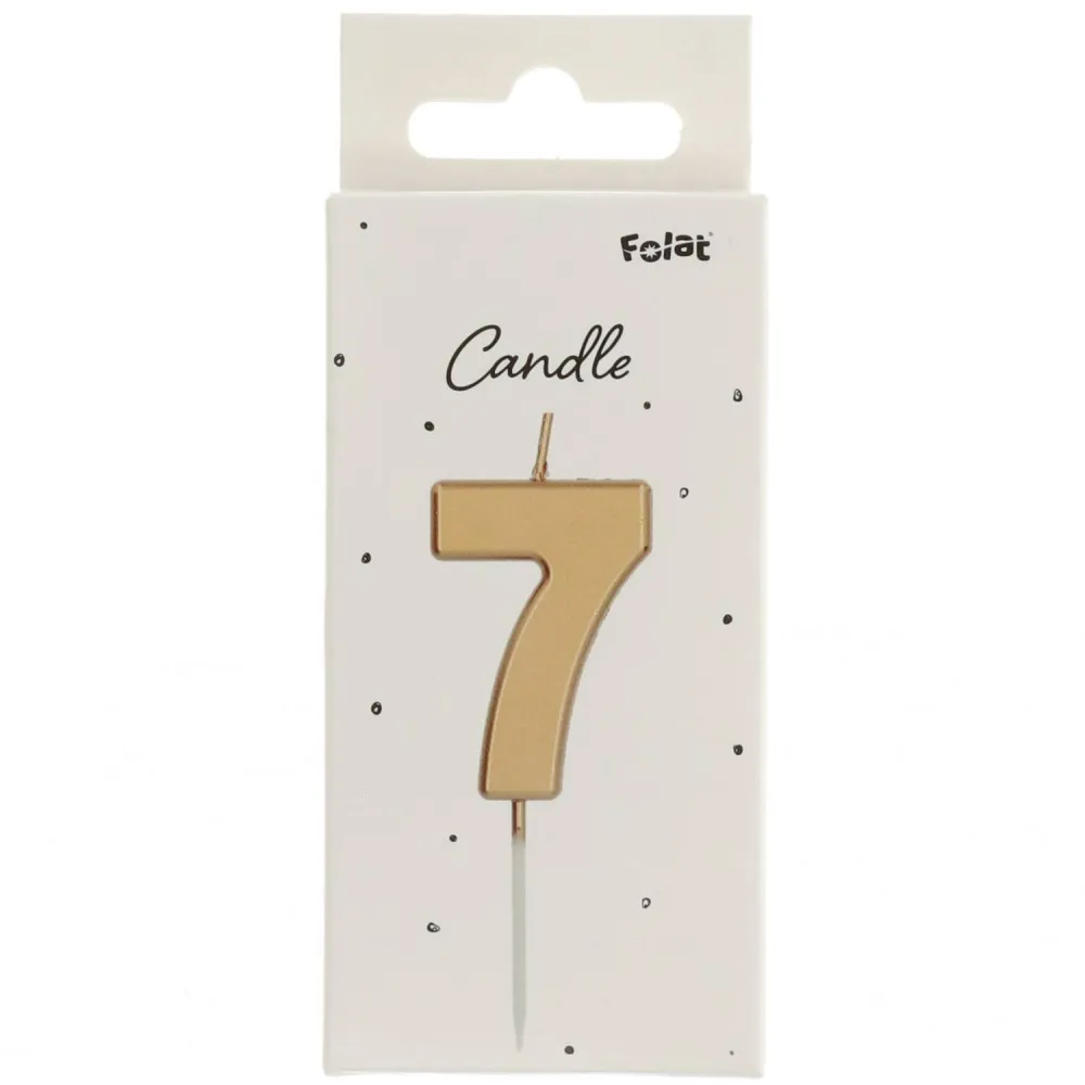 Lumanare Tort Cifra 7 Auriu 5cm