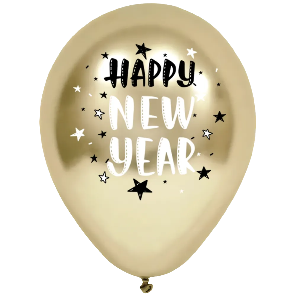 Set 12 Baloane 30cm Print Happy New Year 2025