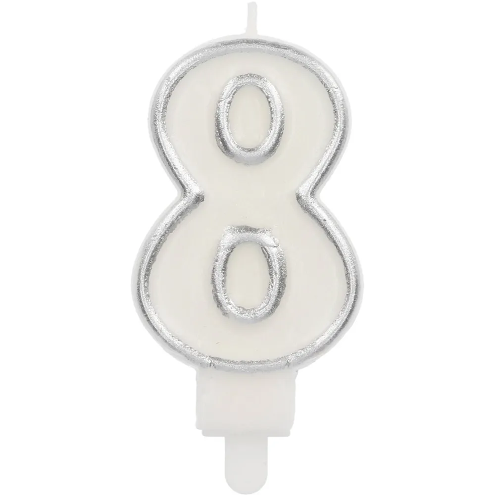 Lumanare Tort Cifra 8 Contur Argintiu 9cm