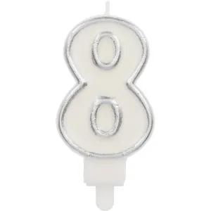 Lumanare Tort Cifra 8 Contur Argintiu 9cm